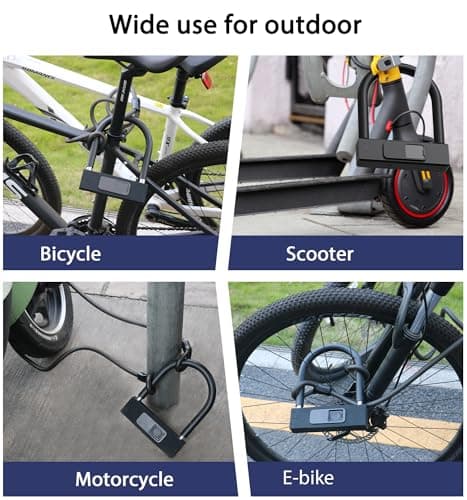 Smart Bike U Lock with Cable eLinksmart Heavy Duty Fingerprint Bicycle U-Lock,18.4mm Shackle 1.5m Cable with Strap Holder Bracket for Road, Mountain, Electric Bike, App Unlock,Angle Grinder Resistant - Thumbnail 3