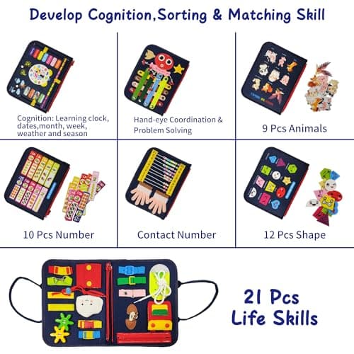 LearnToy Montessori Busy Board for Boys 3 4 5 Year - Thumbnail 4