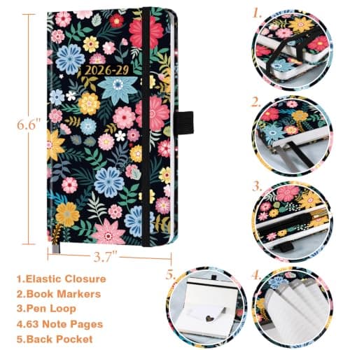 2026-2029 Pocket Planner/Calendar - Monthly Pocket Planner/Calendar with Pen Hold, July 2026 - June 2029, Inner Pockets and 63 Notes Pages, 6.6" x 3.7" - Thumbnail 6