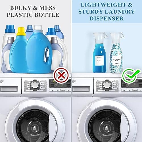GIXSEGIE Laundry Detergent Dispenser Bottle 40oz with Waterproof Label for Detergent, Soap, Fabric Softener, Scent Booster Beads, Sturdy PET Bottle for Laundry Room Decor 3 Pack - Thumbnail 2