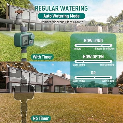 Sprinkler Timer: Programmable Hose Timer with Rain Delay/Manual/Automatic Watering System, Water Timers for Garden Hose, Digital Drip Irrigation for Yard Lawn Outdoor（1 Outlet） - Thumbnail 3