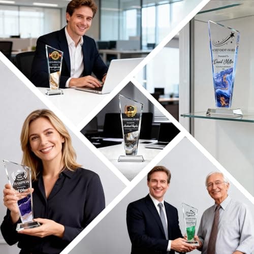 Custom Crystal Trophy Award, Personalized Trophy with Photo Text Logo, Award Trophy for Employee, Graduation Gifts, Employee of the Month, Teacher Appreciation Gifts, 1st Place Trophy (Style1) - Thumbnail 2