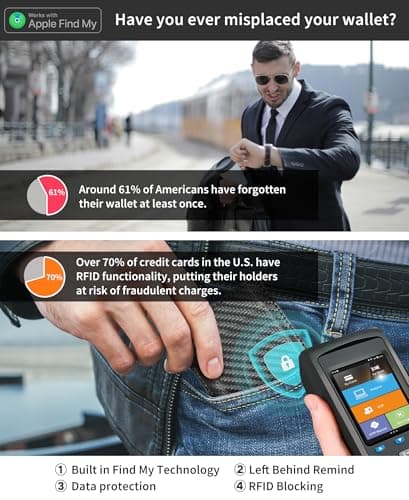 Auskang Gift Wallet for Men, Smart Wallet with Tracker, AirTag Wallet Substitute, Minimalist Leather Pop Up Card Holder Works for Find My App, RFID-Blocking Mens Wallet with Money Clip - Thumbnail 6
