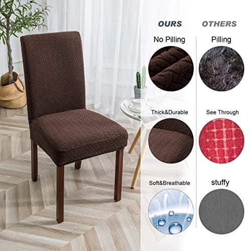 Genina Chair Covers for Dining Room Chair Covers Dining Chair Slipcovers Stretch Kitchen Parsons Chair Cover (Chocolate, 6 PCS) - Thumbnail 3