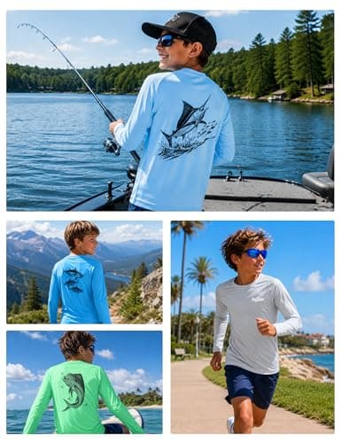 Twekfish Boys UPF 50+ Sun Protection Rash Guard Long Sleeve Fishing Shirt, Youth Quick Dry Swim Shirts for Water Beach Surf - Thumbnail 6