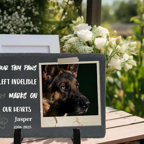 Umitive Dog Memorial Gifts for Loss of Dog, Personalized Pet Memorial Stone, Custom Dog Grave Marker with Name & Photo, Sympathy Gifts for Bereaved Pet Owners, Cemetery Decor (Style M) - Thumbnail 6