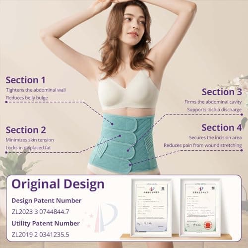 Postpartum Belly Band Wrap – C-Section Recovery Must Haves, Adjustable Tummy Control Binder with Pelvic Belt, Comfortable Support for Natural & Cesarean Sections, Shapewear, Elegant Quilted Design - Thumbnail 6