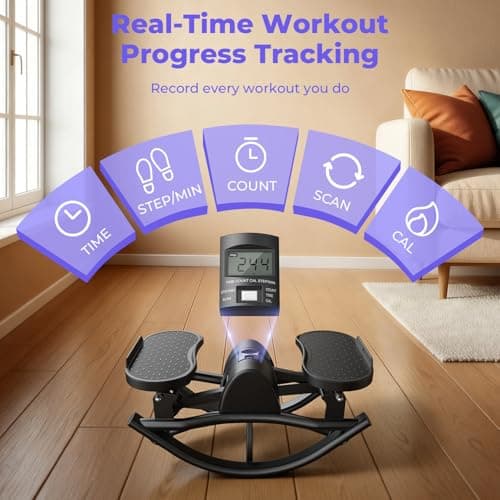 Rock Stepper, Side to Side Rocking Stepper for Exercise at Home, Low-Impact Lateral Stair Stepper with Resistance Bands & LCD Monitor for Full Body Workout Balance, Fitness Machine - Thumbnail 6