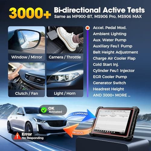 Autel MaxiCOM MK900 Bidirectional Scanner: 2026 Up of MaxiCheck MX808S MK808S, Work as MK900-BT MK900BT MX900 OBD2 Diagnostic Tool w/ 3000+ Active Test, 40+ Service, CAN-FD&DOIP, All System, FCA 11 OS - Thumbnail 4
