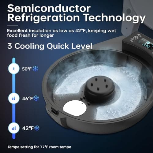 RESPURR Automatic Wet Food Cat Feeder, 3 Days 5 Freshness Meals Refrigerated Auto Cat Feeder, Semiconductor Cooling & Heating with 304 Stainless Steel Bowl, Programmable Timer Cat Food Dispenser - Thumbnail 2