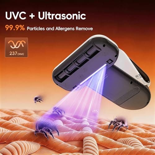 TER Bed Vacuum Cleaner, Smart Dust Sensor, HEPA Filter, 16Kpa Strong Suction & 35000 RPM Tapping, 131°F Heat, 5-in-1 Deep Cleaning Mattress Vacuum Cleaner UV for Bed/Couch/Pet Hair (Corded) - Thumbnail 5