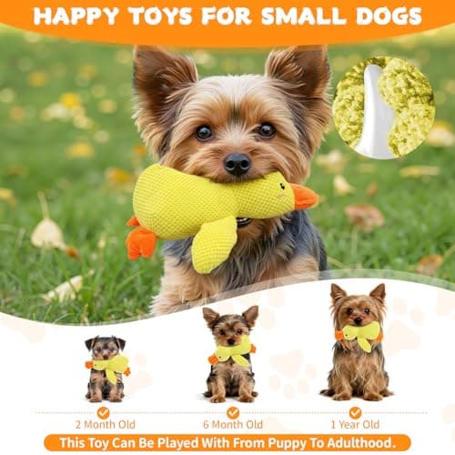 VOXGET Calming Duck Toy for Dogs, 2026 New Interactive Crinkle Toy with Quack Sound for Dogs Teeth, Soft Stuffed Plush Mellow Calming Duck Pillow for Puppy Keep Busy -Yellow, 9.8"x8.6"(S) - Thumbnail 6