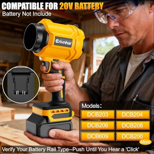 Cordless Leaf Blower Compatible for Dewalt 20V Batteries(Tool Only), Handheld Garden Blowers with LED Light & 2 Nozzles, Variable Speed Turbo Blower for Leaves, Dust, Driveway, Patio, Lawn, Deck - Thumbnail 2