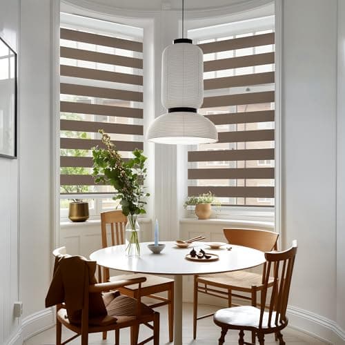 GHV Corded Zebra Blinds for Windows Room Darkening Blinds Dual Layer Privacy for Home and Office (Coffee, 37 in(W) x 72 in(H)) - Thumbnail 6