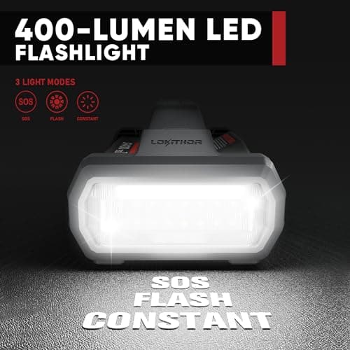 LOKITHOR JA400 1750A 12V Jump Starter with Air Compressor, 60W Two-Way Fast Charing, Lithium Car Battery Starter with 150PSI Digital Tire Inflator, Booster Pack for 7.5L Gas or 5.5L Diesel Engines - Thumbnail 6