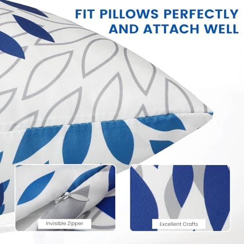 coclothy Outdoor Pillow Covers - Outdoor Pillow Covers 18x18 Waterproof PillowCovers for Patio Furniture Decorative Pillowcases Blue - Thumbnail 2