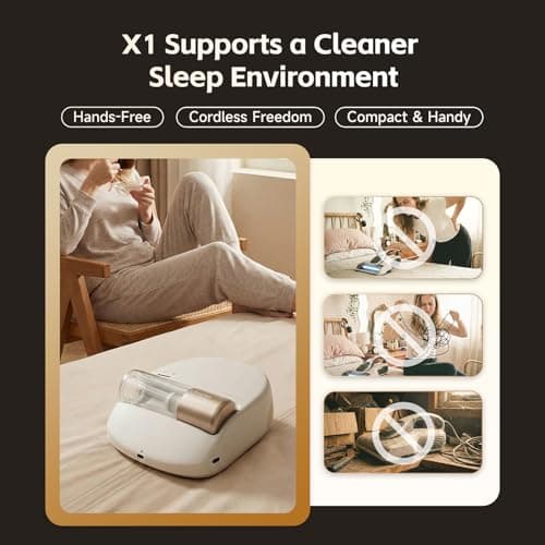 CREATULIZE X1 Robot Bed Vacuum, Automatic Mattress Vacuum Cleaner with Intelligent Path Planning, UV-C Light, HEPA Filter, One-Click 100% Dust & Pet Hair Removal for Bed, Mattress, Sofa, Carpet - Thumbnail 4