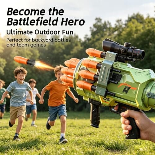 Toy Gun Toy Foam Blasters - New 2026 Jumbo Rocket Gun, Toy Rocket Artillery Launcher RPG Gun with 16 Foam Rockets Bullets, Outdoor Shooting Games Toy Guns for Kids 6-12 Year Birthday Xmas Gifts - Thumbnail 2