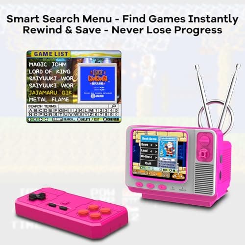 Mini TV Retro Handheld Game Console -JALECO Licensed Classic Games, Portable Gaming Toy with TF Card to Expand 80s 90s Games, Support Two Players & Game Save, Ideal Gift for Boys Girls - Thumbnail 3