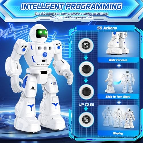 BAZOLOTA Robot Toys for Kids, Programmable Remote Control Robot with Walking, Sliding, Singing and Dancing, RC Gesture Sensing Control Smart Robots for Age 3-12 3-5 Kids Christmas Birthday - Thumbnail 5