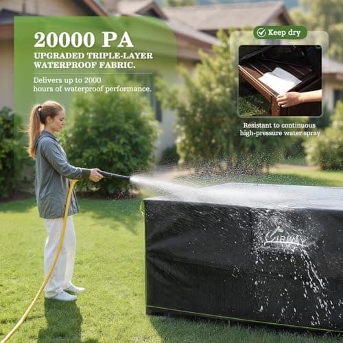 UIRWAY 600D Rectangular Outdoor Furniture Covers-Upgraded Tough Oxford fabric Heavy Duty Waterproof Patio Table Cover for Table and Chairs with Triple-Layer Windproof Design Fits 90"L × 65"W × 28"H - Thumbnail 5