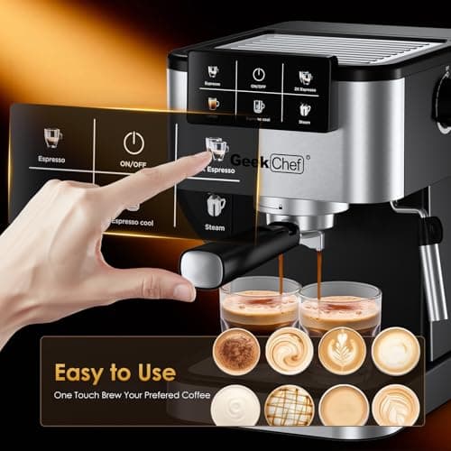 Geek Chef Espresso Machine with Milk Frother, 20 Bar Automatic Espresso Maker, Fast Heating Coffee Maker for Cappuccino, Latte & Iced Coffee, Easy to Use & Clean, for Home Barista - Thumbnail 3