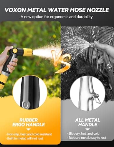 VOXON Garden Hose Nozzle Heavy Duty Metal - High Pressure Water Hose Nozzle Sprayer with Thumb Flow Control, Adjustable Spray Patterns for Outdoor Plants/Lawn Watering, Car Washing, and Pet Showering - Thumbnail 3