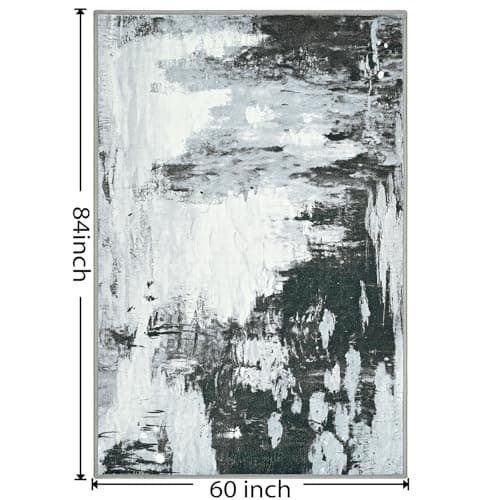 ULTSOFE Area Rugs for Living Room, 5x7 Washable Neutral Grey Abstract Soft Thin Non-Slip Backing Large Rug Home Office Bedroom Home Office Under Dining Table Farmhouse Nursery Indoor Floor Carpet Rugs - Thumbnail 2