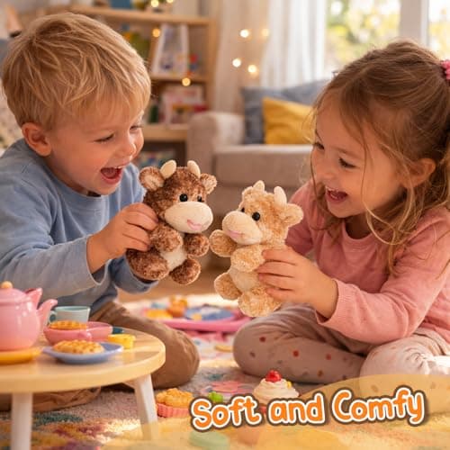 Mushymallow Sitting Cow Stuffed Animal Soft Cow Plush Toy Cute Birthday Gifts for Boys Girls Kids Toddlers,Dark Brown - Thumbnail 4