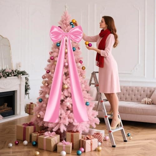 Large Pink Bow Decorations 24 x 87 Inch Giant Pink Bows with Rope and Double-Sided Tape for Wedding Bridal Shower Birthday Valentine's Day Bachelorette Coquette Room Wall Decoration (47 INCH Pink Bow) - Thumbnail 6