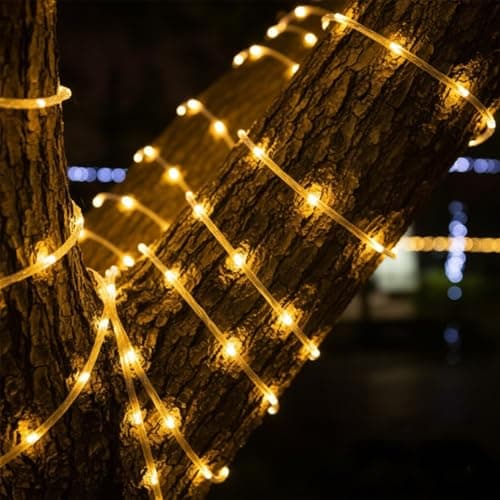 CVchancin Solar Rope Lights Outdoor Waterproof 72FT 200LED Solar String Lights Christmas Decorations Outside for Garden Patio Yard Trees Path Fence IP65 Solar Powered Tube Fairy Lighting Warm White - Thumbnail 4
