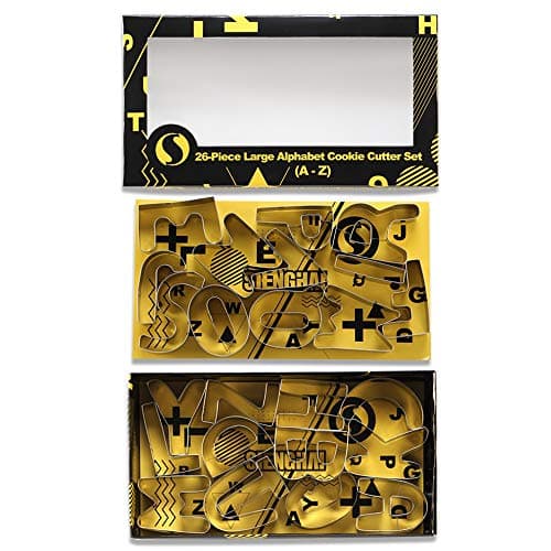 Alphabet Letter Cookie Cutter Set (A - Z)- 26 Pcs Large Stainless Steel Letters Fondant Cutter Set Biscuit Dough Mold Tools for Birthday, Christmas, New Year and Holiday Party Decorations (Gift Box) - Thumbnail 2