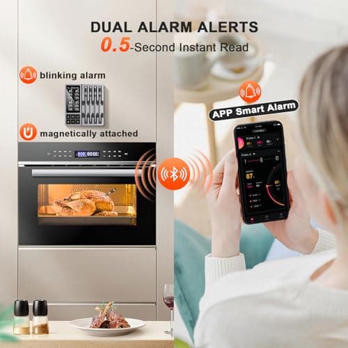 Smart Wireless Meat Thermometer with 4 Probes & 800ft Range, Bluetooth Grill Food Thermometer, Digital Backlit Screen, 0.5S Instant Read, NIST ±0.5℉ Accuracy for Kitchen BBQ, Oven, Smoker, Air Fryer - Thumbnail 4