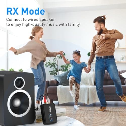 1Mii RCA Bluetooth 5.3 Adapter for TV, 3.5mm AUX Bluetooth Transmitter Receiver for 2 AirPods or Headphones, Home Stereo, Speakers, Projector, Treadmills, PC, with Volume Control, aptX Low Latency - Thumbnail 4