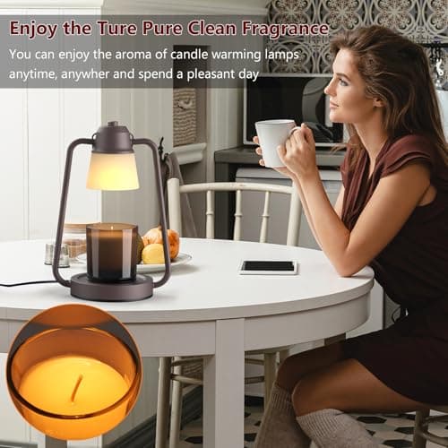 Candle Warmer Lamp with Timer for Women, Dimmable Electric Wax Warmer Lamp for Jar Candles, Candle Lamp Warmer with 2 Bulbs,Home Decor, Birthday Gifts for Mom Men - Thumbnail 6