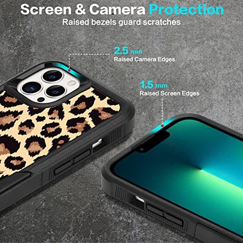 LOQUPE Designed for iPhone 13 pro max,Heavy-Duty Tough Rugged Lightweight Slim Shockproof Protective Case for iPhone 13 pro max 6.7 Inch,Women Girls,Cute Leopard Print Pattern - Thumbnail 4