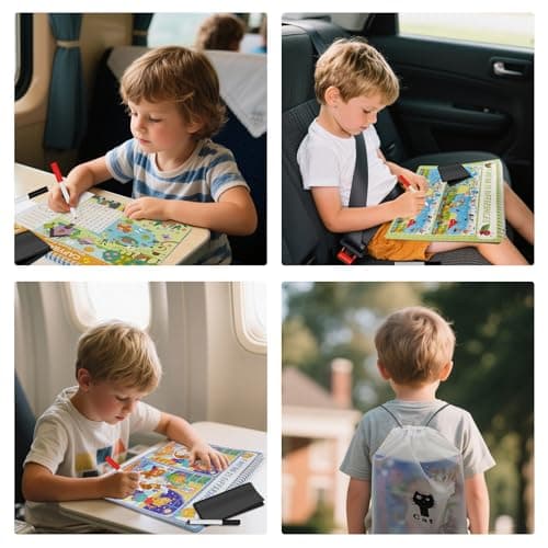 Elfew Reusable Activity Book for Kids Ages 4-8, 8-12, 30+ Brain Games for Kids, Reusable Puzzles Book for Kids - Thumbnail 6