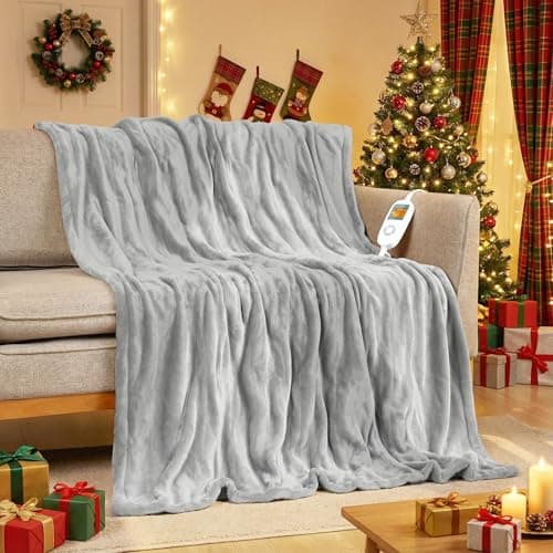 Electric Heated Blanket, Heated Throw Blanket 60" x 50" Soft Flannel Fast Heating Blanket with 10 Heating Levels 1-12 Hours Timer Auto-Off Protection Gifts for Women Men - Image 1