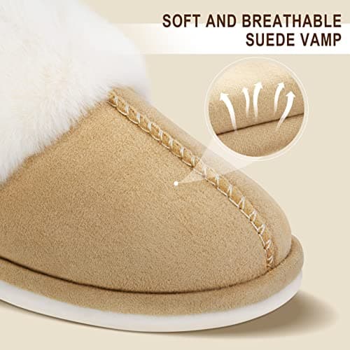 Parlovable Women's Memory Foam Slippers - Cloud-Like Comfort for Hard Floors, Ultra-Soft Machine Washable Indoor Outdoor House Shoes with Non-Slip Sole, Beige 5-6 - Thumbnail 3