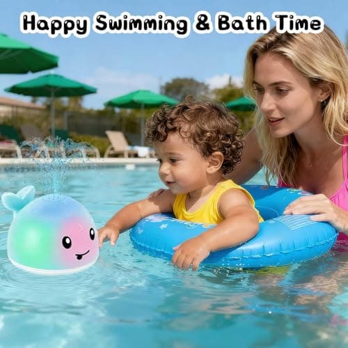 Baby Bath Toys 6-12-18 Months - Christmas Stocking Stuffers For Kids Ages 1-3 1 2 3 Year Boy Girl Gifts, Infant Baby Gifts Light Up Whale Bath Toy Sprinkler, Bathtub Water Pool Toy For Toddlers - Thumbnail 3