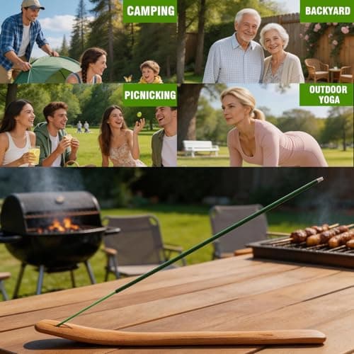 FIRIK Citronella Incense Sticks Outdoor, 120 PCS Citronella Incense with Wooden Holder, Lemongrass Incense Sticks for Indoor Patio Camping Pool Side Porches Courtyards Lawn Farms - Thumbnail 6