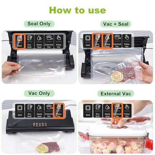 Updated Patented Food Preserver Vacuum Sealer Fully Automatic Heat Sealer Machine, Multi-Functional Food sealer Machine Food Bag Sealer with 20ft Bags 30 Vacuum Bags - Thumbnail 4