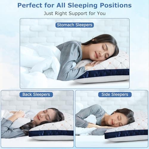 Sofslee Standard Size Pillows Set of 2, Luxury Hotel Quality Down Alternative Pillow, Standard Pillows for Side, Back & Stomach Sleepers - Cooling, Breathable, Gusseted Bed Pillow - Thumbnail 6