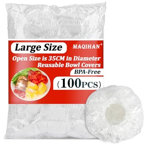 MAQIHAN 100 Bowl Covers Bread Proofing - Extra Large Plastic Wrap for Food Sourdough Bread Baking Rising Elastic Reusable Plate Covers Outdoor Food Fresh Keeping Bags Shower Cap Hair Deep Conditioning