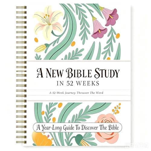 Bible Study Guide Spiral Bound,A5 Sized Hardcover Bible in a Year 52 Week Study Journal,Beginner-Friendly Christian Devotional Journal, Christian Gifts for Women - Image 1