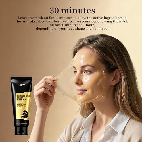 HKY Gold Dual-Anti Collagen Peel Off Face Mask, 7x Hyaluronic Acid Wrapping Mask with PDRN & Pro-Xylane, Anti-Aging Firming & Brightening Overnight Mask for Women Men, Korean Glass Skin Care, (80ml) - Thumbnail 4