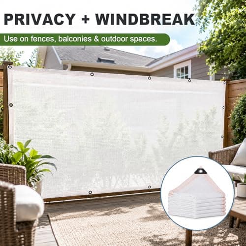 50% Shade Cloth for Garden, White Outdoor Sun Protection Mesh with Grommets, Breathable Patio Screen for Pergola, Chicken Run & Kennel Cover (6x12ft) - Thumbnail 4