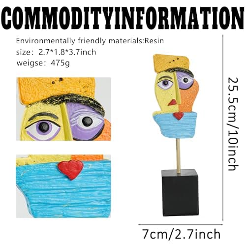 ArtCachet Handcrafted Statues Resin Abstract Sculpture, Modern Decor Home Decor Accents, Minimalist Decor Art Piece for Bookshelf,TV Stand,Living Room,Nightstand as Boho Office Decor - Thumbnail 5