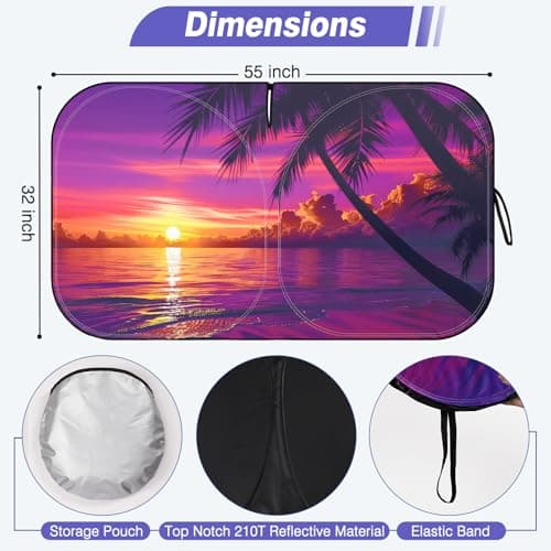 Windshield Sun Shade - Car Sun Shade Windshield Keeps Interior Cool, Foldable Sunshade for Car Windshield with Storage Bag for Cars, SUVs, 55'' x 32'' - Thumbnail 5