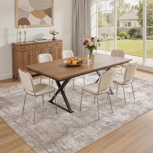 ELLIUNE 8x10 Washable Area Rugs for Living Room, Non Slip Soft Large Rugs for Bedroom Dining Room, Modern Abstract Low Pile Stain Resistant Carpet for Laundry Office Home Decor - Brown - Thumbnail 3